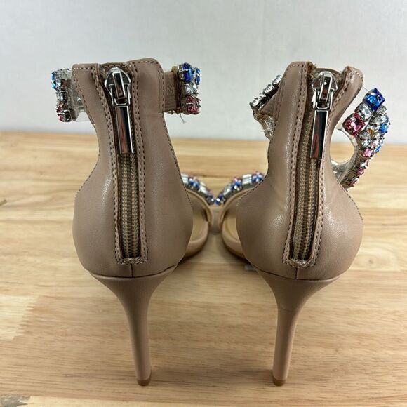 Thalia Sodi Linzee Embellished Zip-Up Pumps- Nude- Size 6 M - Picture 2 of 9